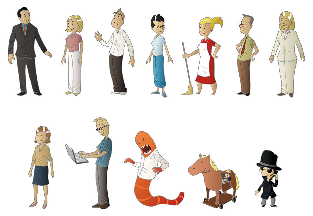 7 alle acht Charaktere